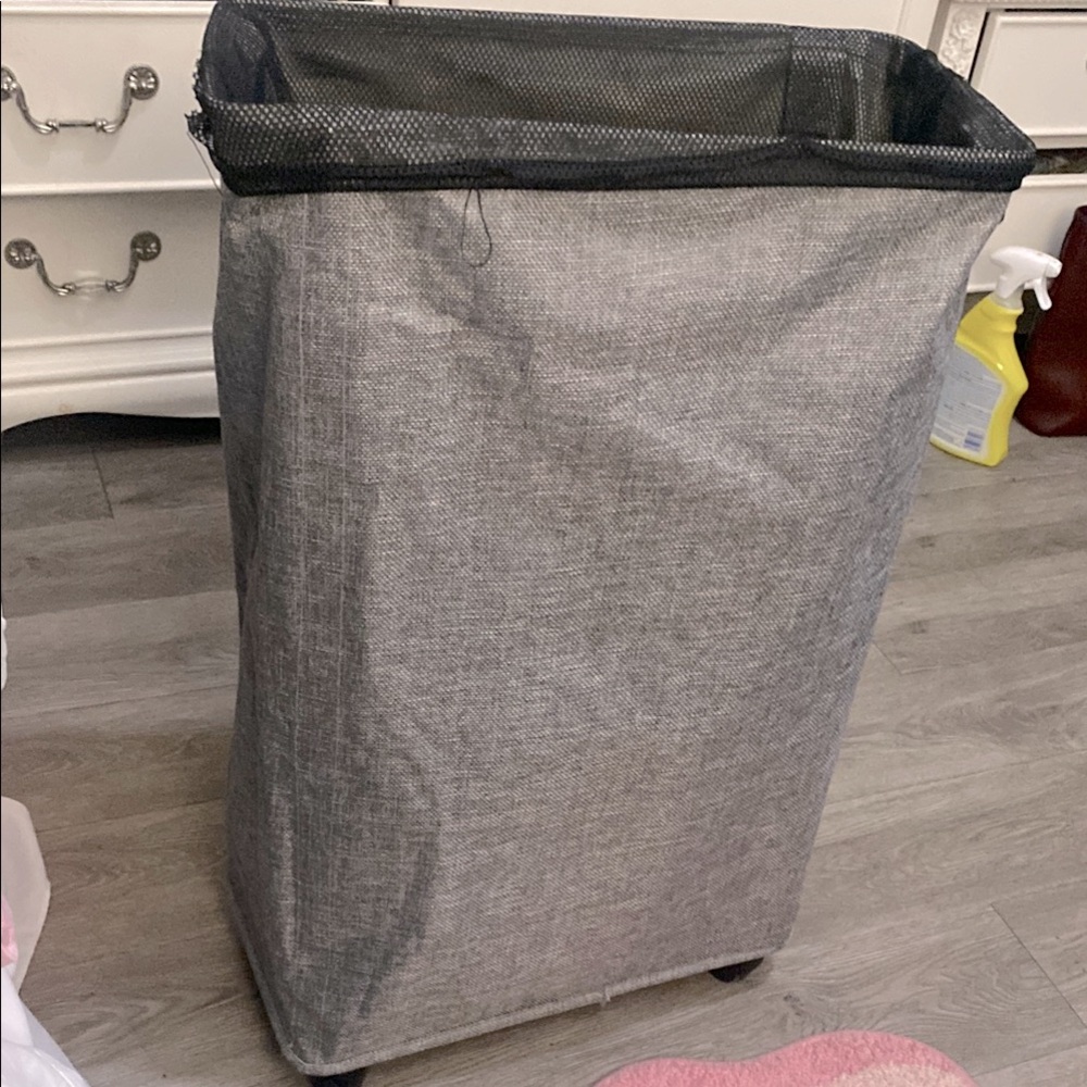 Gray Rolling Laundry Hamper